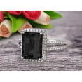 thumbnail image 1 of 2 Carat Emerald Cut Black Diamond Moissanite Engagement Ring Diamond Wedding Ring on 10k White Gold, 1 of 4