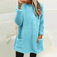 thumbnail image 2 of Long Sweaters for Women Cozy Fuzzy Sweater Fleece Sherpa Pullover Fall Crewneck Sweatshirt With Pocket Blue 3XL, 2 of 6