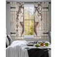 thumbnail image 3 of Texas Star Vintage Sheer Curtains 39 Inch Length 2 Panels Set for Living Room/Bedroom, Brown Retro Berry Beige Wooden Kitchen Curtains Grommet Semi-Sheer Curtains Drapes Window Treatments 27.5"x39"x2, 3 of 7