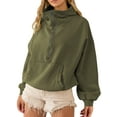 thumbnail image 1 of Faithtur Chandails à Capuche Demi-Glissière pour Femmes, Manches Longues Décontractées, Poche avant, Chandails Molletonnés, Hauts à Enfiler, Tenue d'Automne, 1 of 9