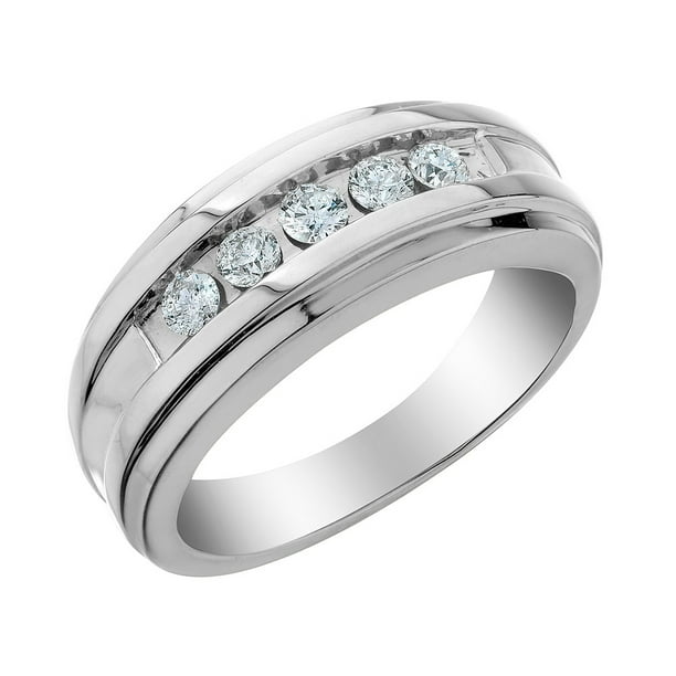 Bracelet de Mariage Diamant pour Hommes 1/2 Carat (ctw) en Or Blanc 14 Carats