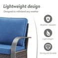 thumbnail image 6 of POCASSY 4 Pieces Patio Furniture Set with Wicker Chairs and Ottomans, Metal Armrest Outdoor Conversation Set Wicker Patio Chairs for Porch Outside, Brown Wicker Blue Cushion, 6 of 10