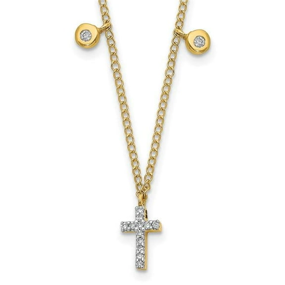 Primal Gold 14 Karat Yellow Gold Diamond Cross 18-inch Necklace