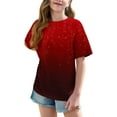 thumbnail image 3 of THDHVS Girls Summer T-Shirts,Summer Casual Tops for Kids,Girls Short Sleeve T Shirts Kids Summer Oversized Tops Casual Crewneck Basic Tees Wine 10-11 Years, 3 of 6