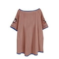 thumbnail image 4 of Women Cotton Linen Tops Mexican Embroidered Floral Peasant Blouses Summer Casual Fashion Loose Fit Bohemian Shirts, 4 of 5