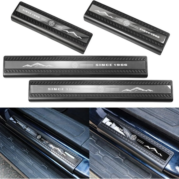 Door Sill Edge Entry Guards Compatible with for Ford Bronco 4 Door 2021 2022 2023 2024 Door Sill Edge Scuff Plate Threshold Strip Protector Trim Stickers