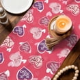 thumbnail image 2 of Valentine's Day Cotton Linen Table Runner for Dining Kitchen, Pink Purple Love Romantic Heart Wedding Outdoor Party Tablerunners Decoration, Dresser Scarf Coffee Tablecloth Runners 13x70 Inches, 2 of 9