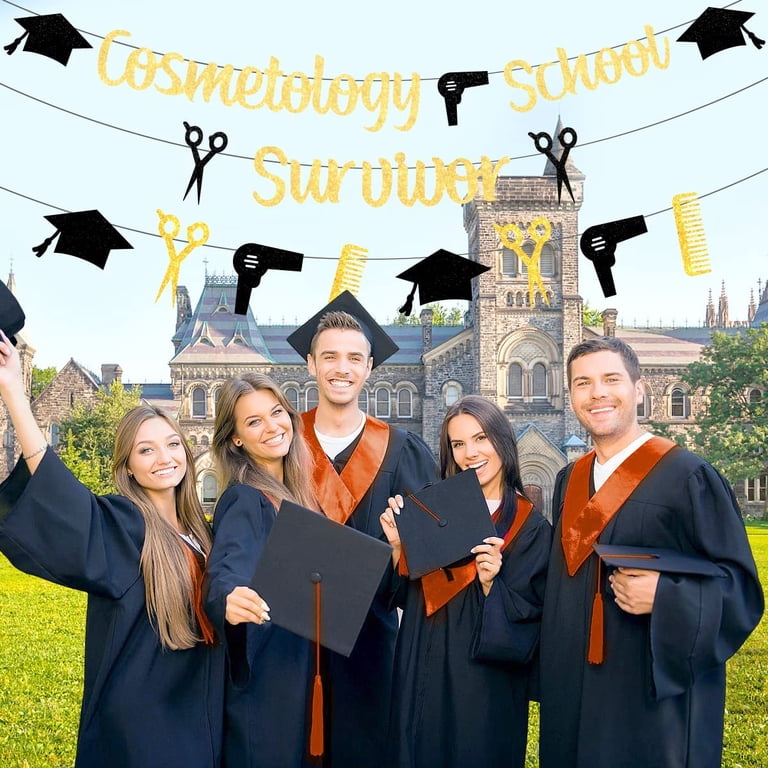"Congrats Cosmetologist" Glitter Banner - Pre-Strung Graduation Party Decor, No DIY Needed