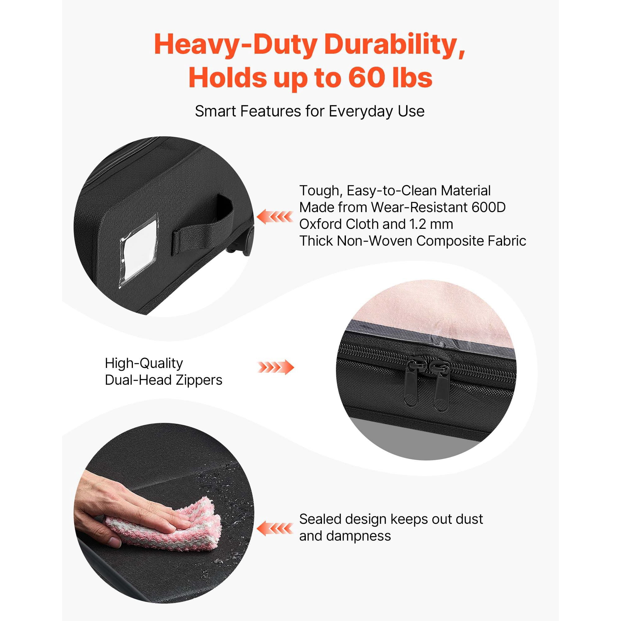 Under Bed Storage with Wheels, 28.94" x 15.75" x 4.33", 60 lbs Capacity, Clear Top, 360° Casters, for Clothes Shoes Toys
