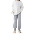 thumbnail image 3 of SGMVNU Girl Eembroidered Sweatpants Casual Long Trousers Elastic High Waist Joggers Pants Teen Girls Sweat Pants with Pockets(Size 9-10 Years, Light Gray), 3 of 8