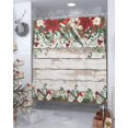 thumbnail image 4 of Polyester Fabric Christmas Poinsettia Shower Curtain, Xmas Botanical Pine Cones Waterproof Bathtub Curtain Bathroom Decor Set with Hooks 72 x 84 Inches, 4 of 6