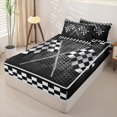 thumbnail image 2 of Erosebridal Hexagon Black Race Flag Zipper Full Size Comforter Sets with Fitted Sheet and 2 Pillowcases,Distressed Checkered Racing Stripe Zipper Bedding Set For Boys,Black Reversible,4pcs, 2 of 7