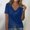 Blue-3, variant on ChaoHeng Women Plus Size Shirts Trendy T-Shirts Women's Solid Color New V-neck Loose Stripe Brushed Short Sleeved Shirt