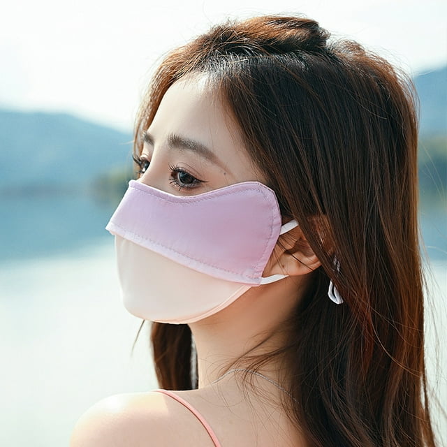 Mascarilla de protección solar de seda helada con esquinas para los ojos, transpirable, con rubor, estéreo, para verano, para mujer, con protección contra el polvo y los rayos UV