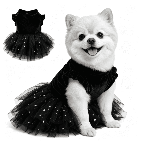 Dog Tulle Dress, Cute Halloween Pet Princess Costume, Elegant Puppy Dress with Bow for Medium Dogs, Small Dogs and Cat Girls