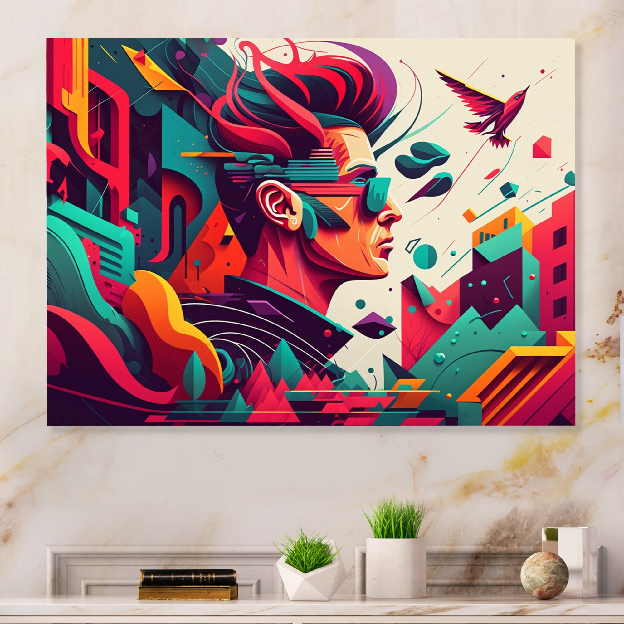 Designart Colorful Side Profile Of Rocker Canvas Wall Art
