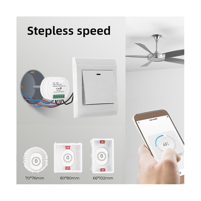 Módulo de interruptor de ventilador de techo con wifi inteligente Tuya, reinicio de voz de modo dual para Alexa Google Home, color blanco