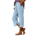 thumbnail image 5 of FUNUONY Capri Pants for Women Wide Leg Casual Capris Pleated Dress Pants with Pockets Business Lounge Work Summer 2026 Straight Wide Leg Loose Elastic Waist Cropped Trouser Light Blue S-3XL, 5 of 8