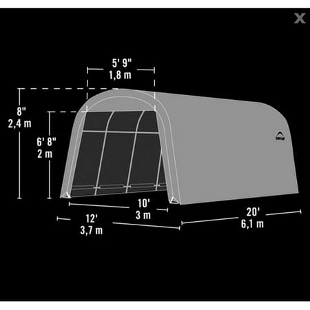 Shelterlogic Garage-in-a-Box 12' x 20' x 8' RoundTop Instant Garage, Gray