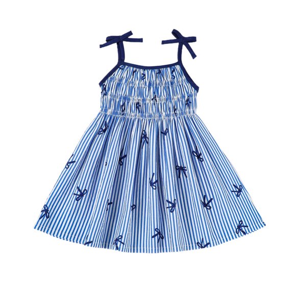 Rhuody Girls Dresses Sleeveless Holiday Party Striped Bowknot Dress Dance Party Dresses Clothes Basic Playsuit
