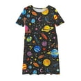 thumbnail image 5 of YABCSAZ Girl's Dresses Short Sleeve Princess Dresses Beach Sundress Casual Loose Fit Maxi Sundress Kids Summer Clothes Graphic Printed Cute Dress Toddler Baby Girls Summer Dress Size 14 Years, 5 of 5