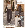 thumbnail image 5 of Drses Women's High Waist Smocked Elastic Wide Leg Palazzo Pants, Flowy Loose Pull On Bell Bottom Trousers with Pockets, Casual Spring Summer Travel Lounge Clothing, 5 of 5