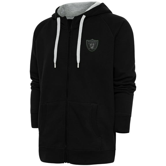 Men's Antigua Black Las Vegas Raiders Tonal Logo Victory Full-Zip Hoodie