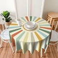 thumbnail image 3 of Colorful Sun Boho Style Bohemian Retro Waterproof Picnic Patio Party Round Table Cloth Cover Decorations Fabric 60 Inch Circular Tablecloth for 20-47 Inch Home Dining Room Kitchen Decor, 3 of 6