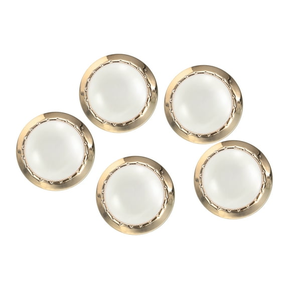 5pcs 40L Gold White Faux Pearl Buttons 25mm 1" Dia 0.47" Thick Plastic Round Sewing Button Replacement Craft Fastener for Coats Clothing DIY Crafts Style O