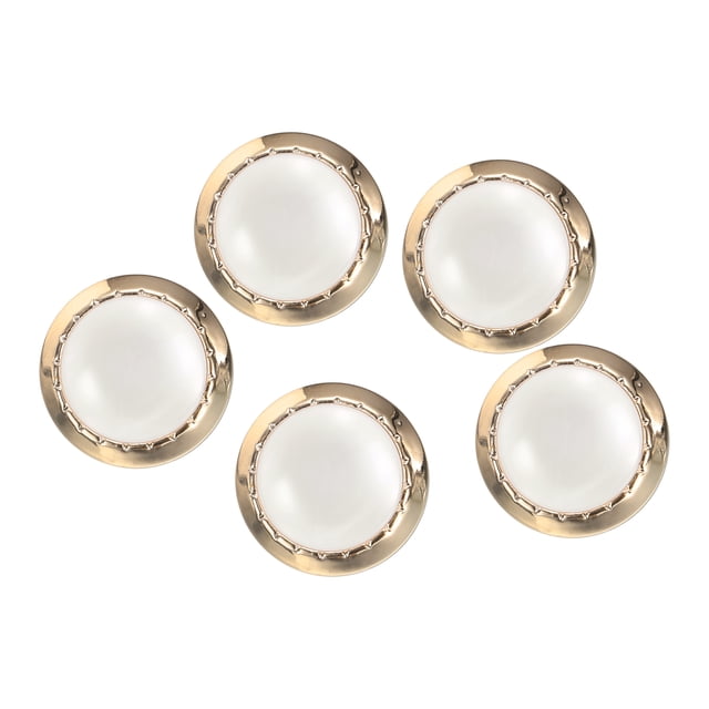 5pcs 34L Botones de Perla Sintética Dorados y Blancos de 21mm 7/8" Diámetro 0.45" Grosor Reemplazo de Botones de Costura para Abrigos, Ropa, Manualidades de Bricolaje