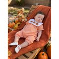 thumbnail image 5 of Cjfdfy Newborn Baby Girl Boy Halloween Outfit Infant Baby Girls Boys Summer Fall Clothes Plaid Gingham Bubble Romper Cute Pumpkin Embroidered Short Sleeve Jumpsuit Playsuit Holiday Clothes, 5 of 9