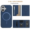 thumbnail image 5 of Allytechgroup 2-in-1 Magnetic Wallet Case for Apple iPhone 16 Plus, Detachable Card Holder with Zipper Pocket RFID Blocking Kickstand PU Leather Protective Flip Cover with 6 Slots, Darkblue, 5 of 6