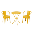thumbnail image 4 of Tcbosik 3-Piece Bistro Set, Outdoor Metal Conversation Set, 24" Round Table and 2 Armchairs, for Porch, Lawn, Garden, Backyard, Yellow, 4 of 11