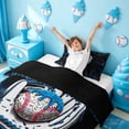 thumbnail image 3 of meiyoeat Boys Baseball Sport Games Twin Duvet Cover,Modern Geometric Honeycomb Pattern Twin Bedding For Kids,Black Reversible,2pcs(No Comforter), 3 of 6