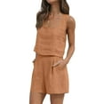thumbnail image 4 of Xuanfei Women Sleeveless Square Neck Linen Matching Shorts Sets With Pockets, 4 of 7