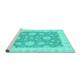 thumbnail image 2 of Ahgly Company Machine Washable Indoor Square Oriental Turquoise Blue Traditional Area Rugs, 5' Square, 2 of 4