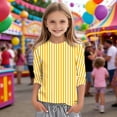 thumbnail image 2 of LRen Girls Striped Shirts Casual 3/4 Lenght Sleeve Crewneck Basic Tunic Blouse Loose Comfy Soft Tees Valentines Gifts for Kids Classroom, 2 of 6