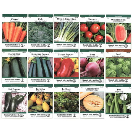 Heirloom Vegetable Garden Seed Collection – Assortment of 15 Non-GMO, Easy Grow, Gardening Seeds: Carrot, Onion, Tomato, Pea, (Best Seed Potatoes To Grow)