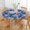thumbnail image 3 of Pioneer Flower Floral Print Pattern Round Fitted Tablecloth with Elastic Edge,Dining Table Cover Waterproof,Outdoor Round Tablecloth for Camping,Dining,Indoor and Outdoor, 3 of 7