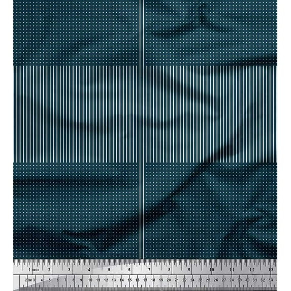 Soimoi Georgette Viscose Fabric Stripe & Square Shirting Print Fabric by The Yard 42 Inch Wide