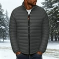 thumbnail image 2 of UVEASISHA Men Puffer Jacket Packable Lightweight Quilted Jackets Full Zip Stand Collar Fashion Winter Coats Windproof lnsulated Ski Coat with Pockets Dark Gray S, 2 of 7