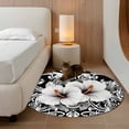 thumbnail image 3 of Black White Spring Floral Round Area Rug 4 FT, Non Slip Indoor Outdoor Rug, Summer Botanical Modern Washable Soft Circular Carpet Non-Shedding Floor Mat for Coffee Table Nursery Foyer Balcony, 3 of 8