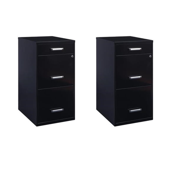 Scranton & Co Set of 2 18"D 3-Drawer Metal Filing Cabinet with Pencil Drawer