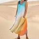 thumbnail image 2 of Vestido informal largo de verano con cuello redondo y rayas degradadas para mujer, 2 of 6
