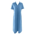thumbnail image 4 of OSOLU Women Comfortable New Casual Solid Color Button Mid-Length Short Sleeve Loose Shirt Casual Dress Birthday Sundress Dresses For Women 2025 Elegant Classy, 4 of 4