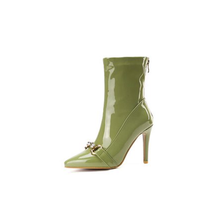 

Zodanni Women Anti-Slip Heeled Booties Office Sexy Dress Bootie Shoes Casual Comfort Zip Winter Green 5.5