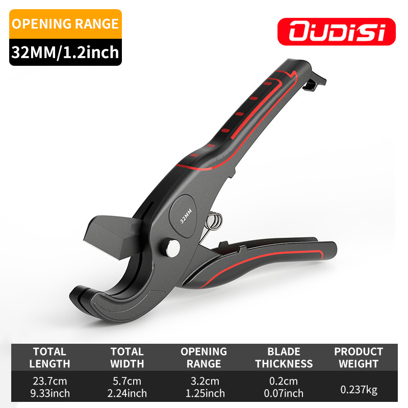 OUDISI Industrial Grade Pipe Cutter Scissors Cuts PP, PVC, ABS, PE