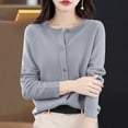 thumbnail image 5 of Women's Solid Color Button Up Sweater Pullover Top Long Sleeve Round Neck Casual Fashionable Loose Fit Warm Knit Winter Holiday Gift | CSEONE,Gray XL, 5 of 8