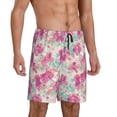 thumbnail image 2 of Kdxio Purple Watercolor Flowers Print Mens Sleep Shorts Bottoms Soft Comfy Pajama Wear Pants with Drawstring Pockets, 2 of 7