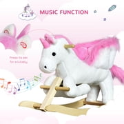 Unicorn Baby Rocking Horse Toy for Kids with Lullaby Song, Plush Ride on Horse with Heavy-Duty Support System, Pretend Play Interactive Toy for Toddlers 18-36 Months